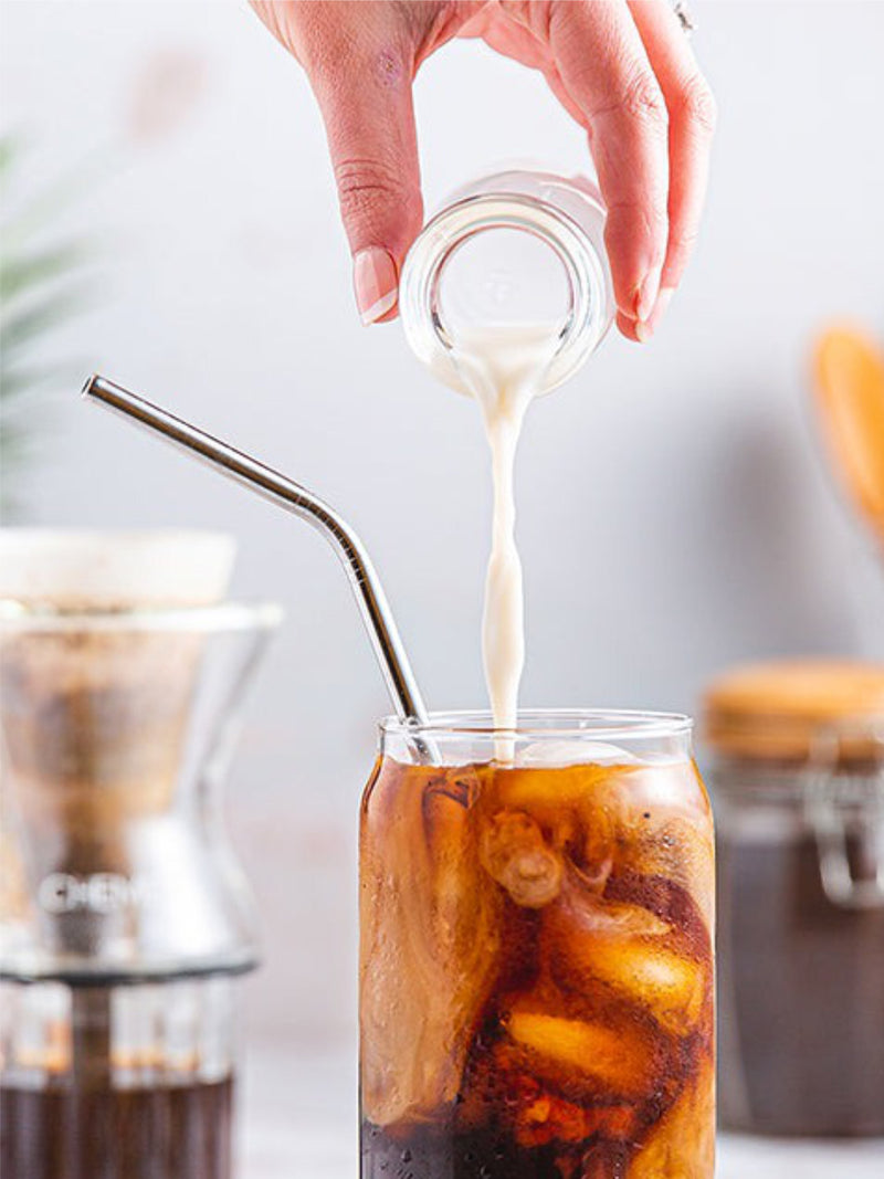 Milk Making Iced Coffee With Pour Over CHEMEX® Funnex Single Serve